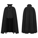 Auber Men's Gothic Black Duke Stand Collar Cloak in Black