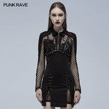 Ossuarium Gothic Mesh and Faux Leather Jacket