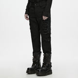 Ghost Light Men's Gothic Techwear Denim Trousers in Black