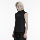 Harrow Men's Gothic Zipped Sleeveless Jacket in Black