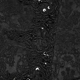 Nox Aeterna Men's Gothic Buckle Brocade Waistcoat in Black