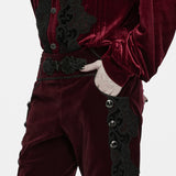 Thyrsus Men's Gothic Pants with Velvet in Red