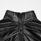 Widow Peak Faux Leather Zipped Top