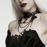 Moonset Women's Gothic Bat Lace Choker Necklace in Black