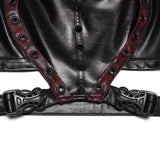 Bitter Root Women's Faux Leather Top with Lacing Detail in Black and Red