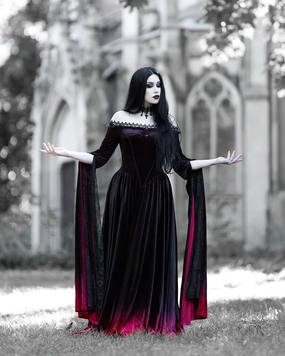 RED and Black Ball Gown | Elvira Gradient