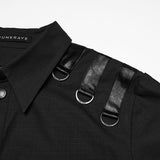 Last Rite Men's Gothic Shirt with Studded Shoulder in Black
