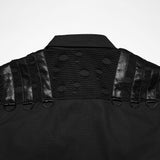 Last Rite Men's Gothic Shirt with Studded Shoulder in Black