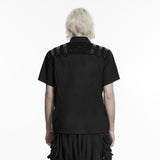 Last Rite Men's Gothic Shirt with Studded Shoulder in Black