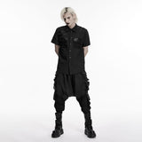 Last Rite Men's Gothic Shirt with Studded Shoulder in Black