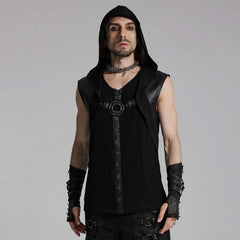 Shadowlace Punk Black Hooded Vest PunkRave