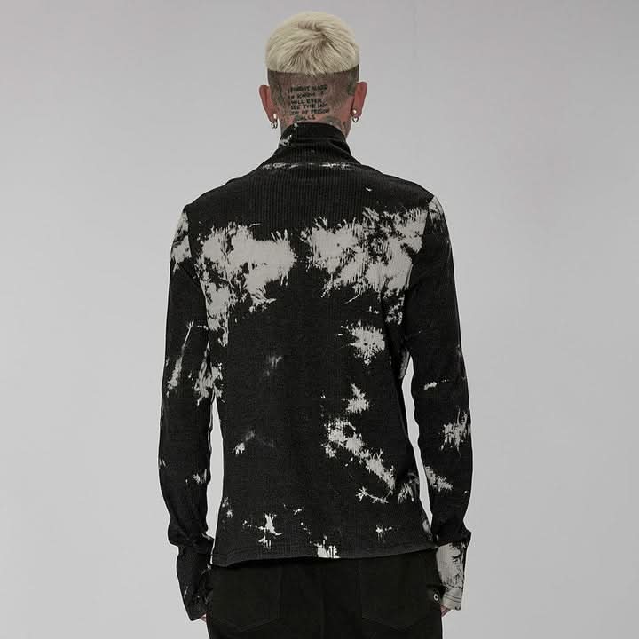 Mephistopheles Studded Turtleneck (Black and White) - PunkRave
