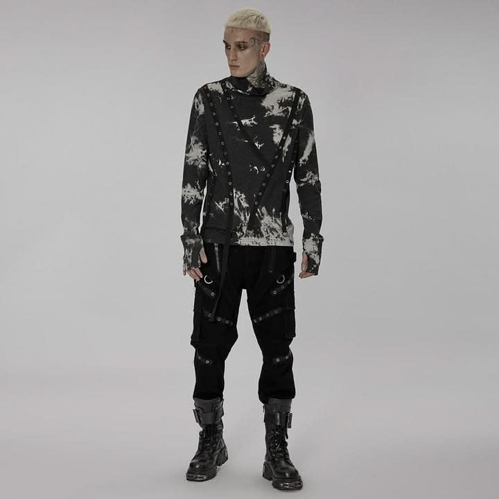 Mephistopheles Studded Turtleneck (Black and White) - PunkRave