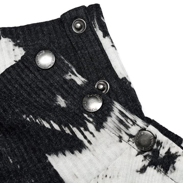 Mephistopheles Studded Turtleneck (Black and White) - PunkRave