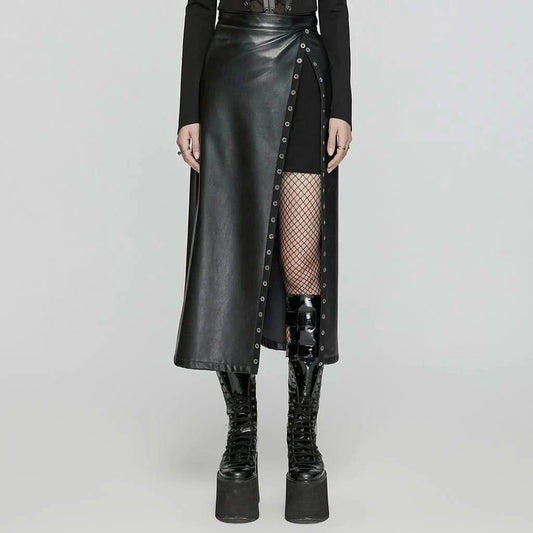 Hexmor Faux Leather Skirt - PunkRave