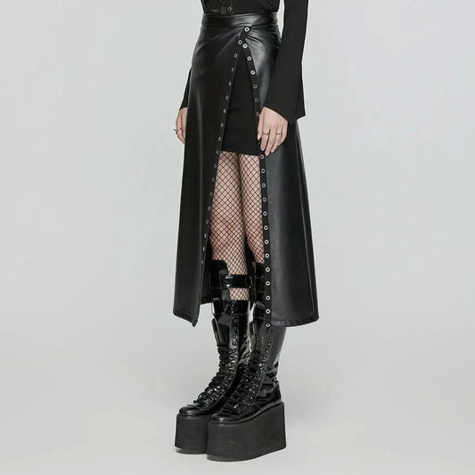 Hexmor Faux Leather Skirt - PunkRave
