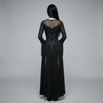 The Countess set on model, back view — lace-up corset belt detail