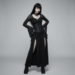The Countess set — Mystic Sanctuary corset belt and Dead Flowers necklace on model, front view