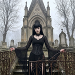 The Countess gothic corset belt and necklace set worn by model, lifestyle shot