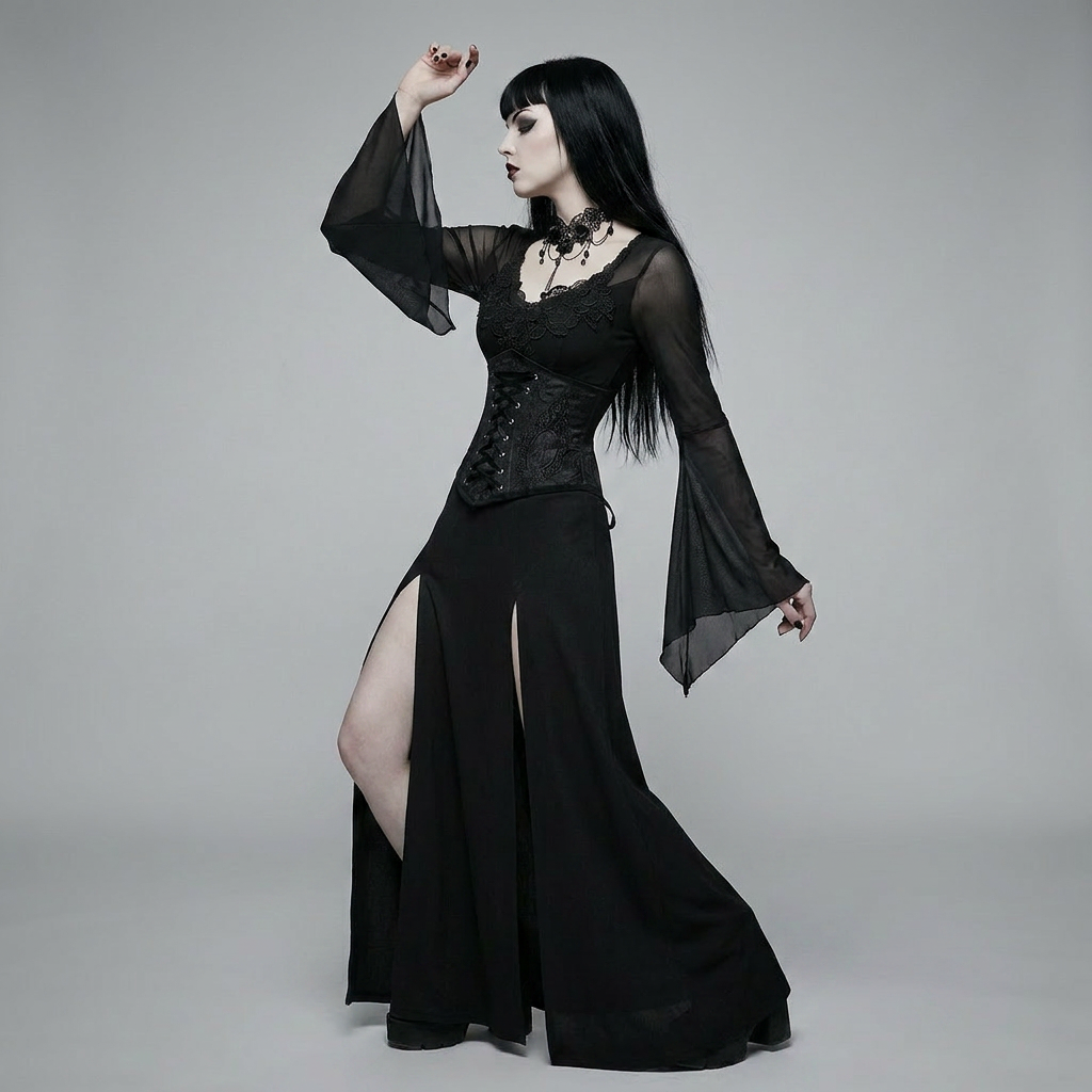 The Countess set on model, side view — sculpting gothic corset belt