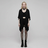 The Shawl Ritual — gothic shawl set on model, front view: Before the Ascension shawl, Dead Flowers necklace, Rebel Yell mesh stockings